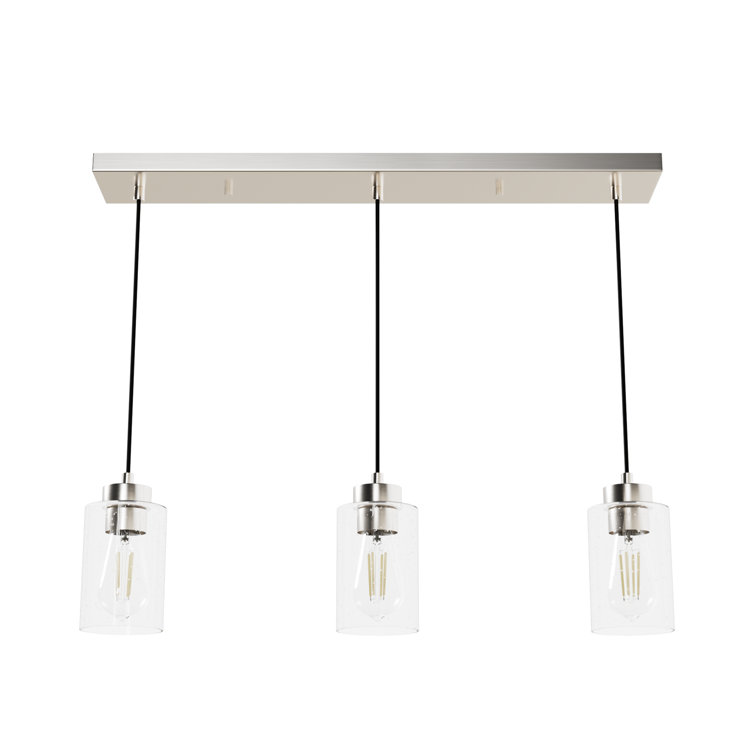 Hartland Seeded Glass 3-Light Brushed Nickel Linear Pendant
