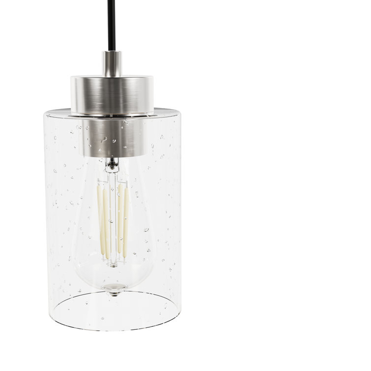 Hartland Seeded Glass 3-Light Brushed Nickel Linear Pendant