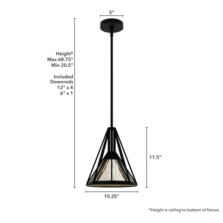 Rafner Small Black Mercury Glass Pendant Light