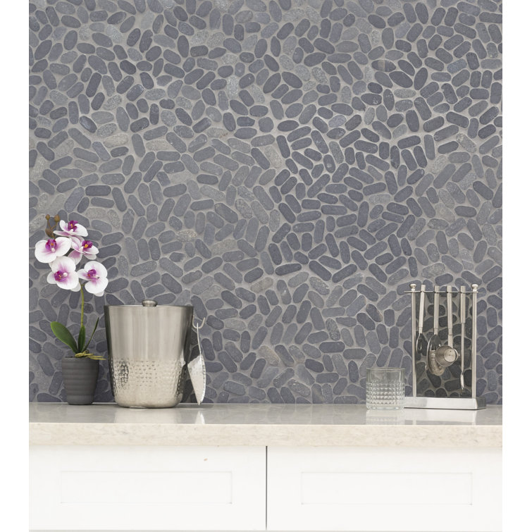 12" x 12" White Oak Natural Stone Pebble Mosaic Tile