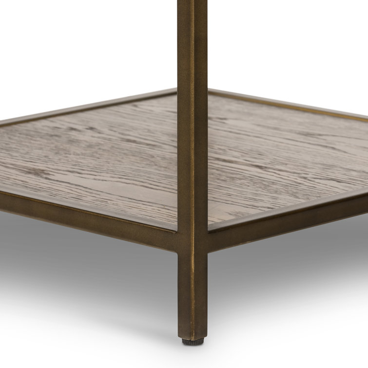 Contemporary Mason Oak Nightstand with Bronze Accents