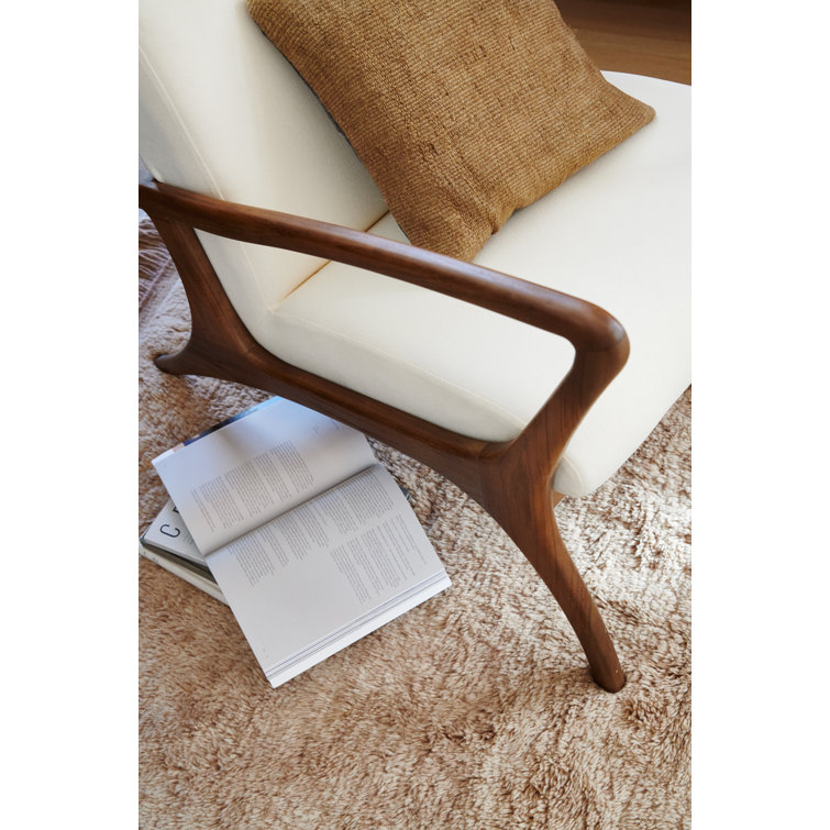White Teak Handcrafted Lounge Chair with Performance Fabric