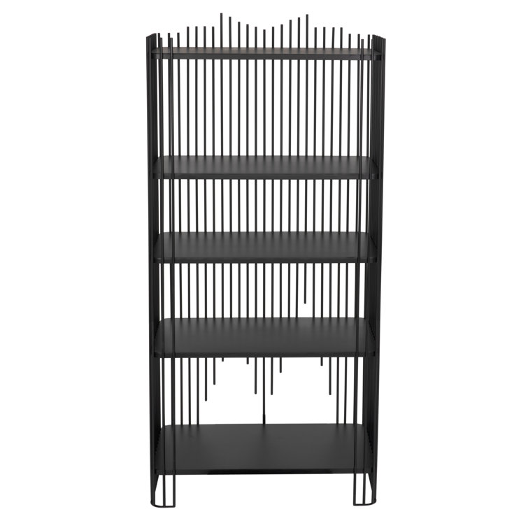 Matte Black Industrial Wood Geometric Bookcase