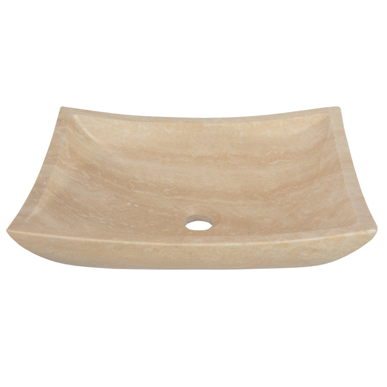 Zen 14.75'' Beige Honed Stone Rectangular Bathroom Sink