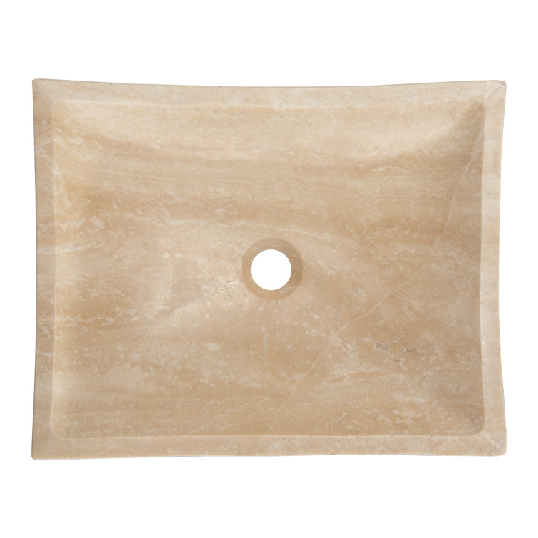 Zen 14.75'' Beige Honed Stone Rectangular Bathroom Sink