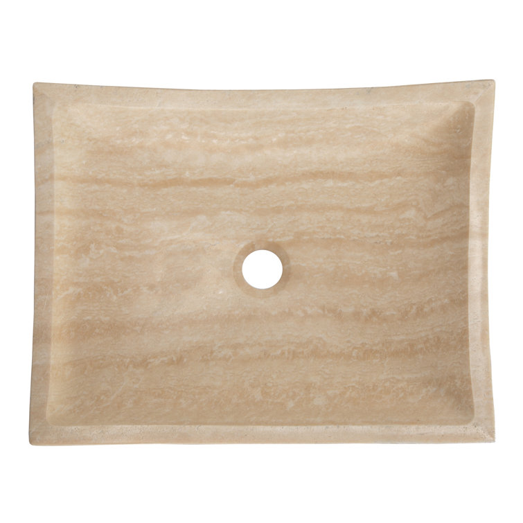 Zen 14.75'' Beige Honed Stone Rectangular Bathroom Sink