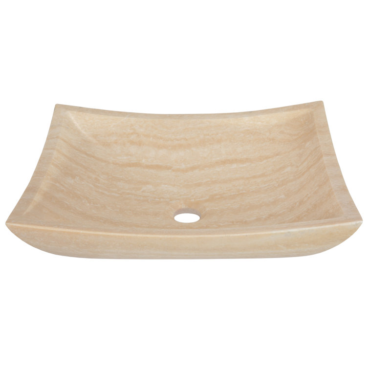 Zen 14.75'' Beige Honed Stone Rectangular Bathroom Sink