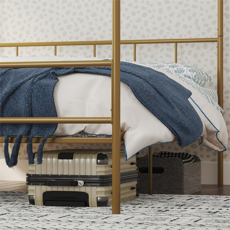 Full Gold Metal Canopy Bed Frame with Headboard