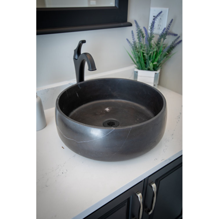 Nero Marquino Black Marble Circular Vessel Sink
