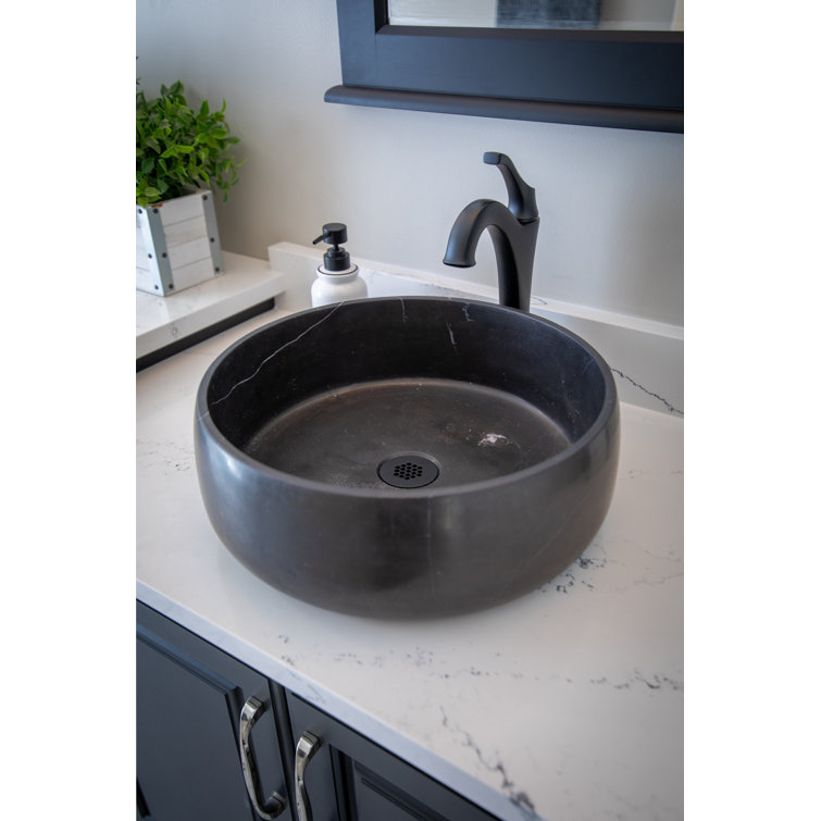 Nero Marquino Black Marble Circular Vessel Sink