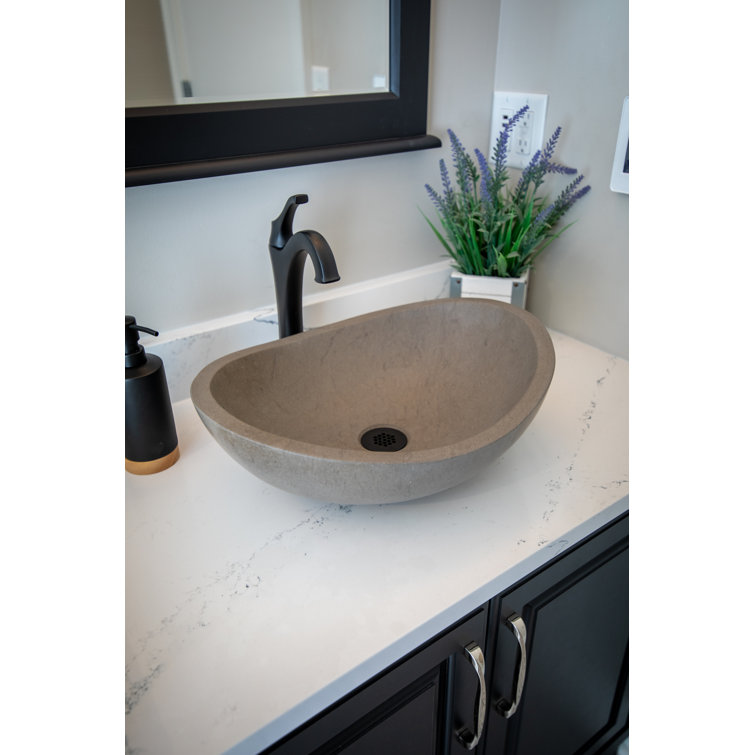 Molly Grey Marble 18'' Wall-Mount Oval Bathroom Sink