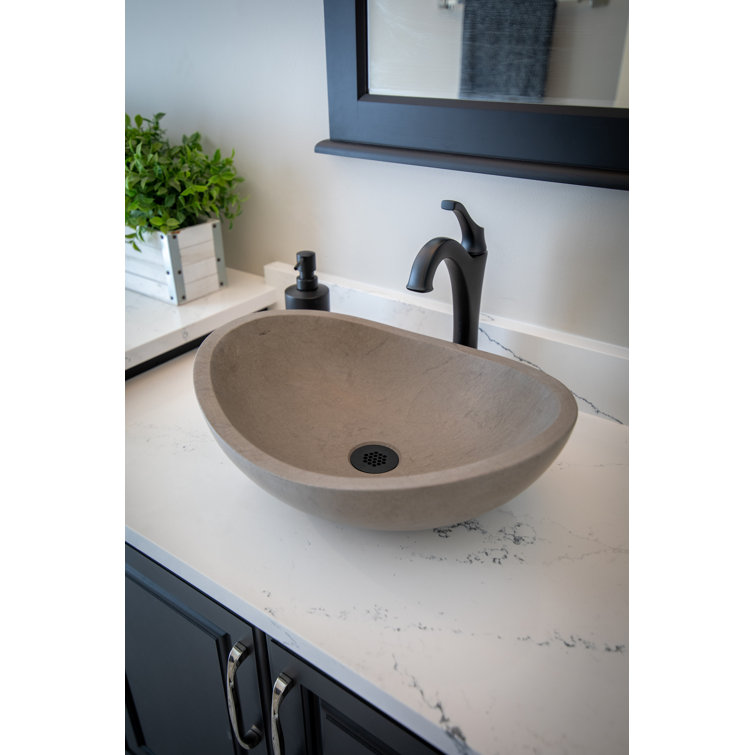 Molly Grey Marble 18'' Wall-Mount Oval Bathroom Sink
