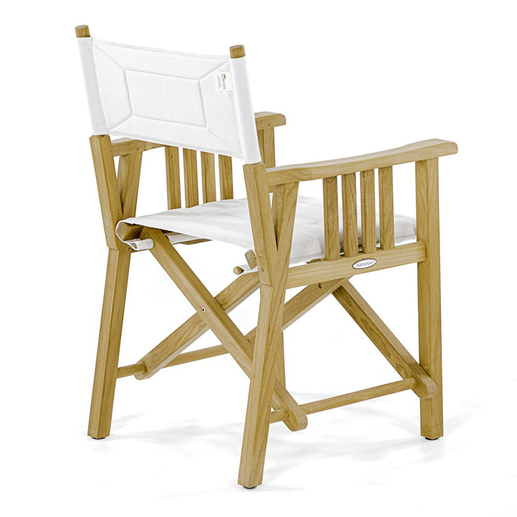 White and Brown Solid Wood Folding Patio Dining Chair