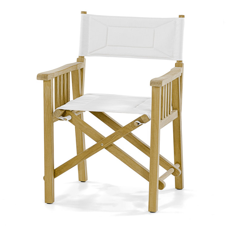 White and Brown Solid Wood Folding Patio Dining Chair