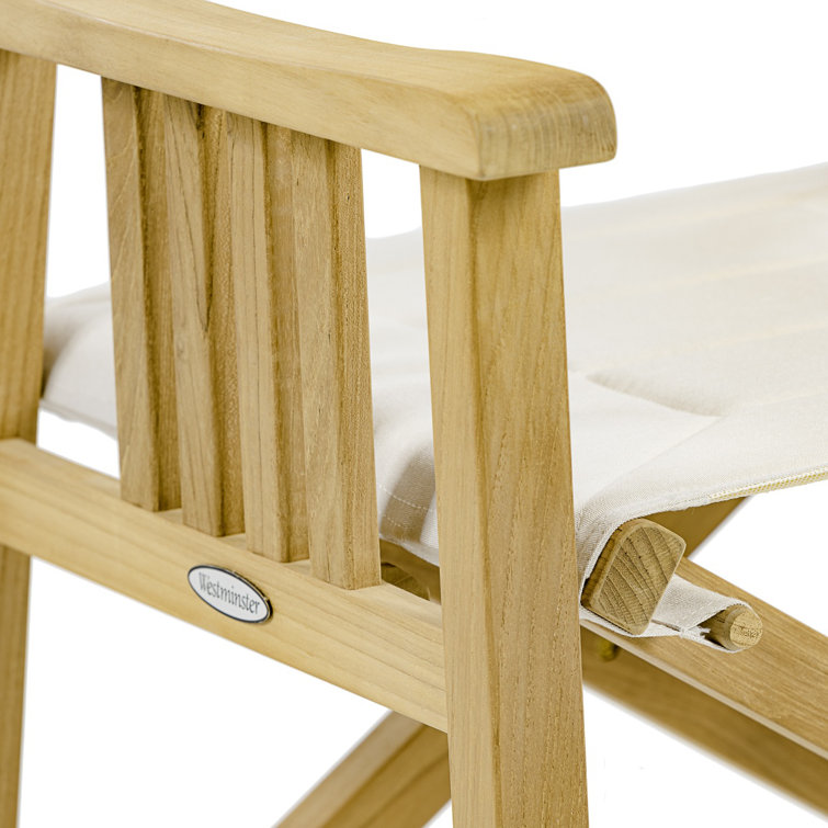 White and Brown Solid Wood Folding Patio Dining Chair