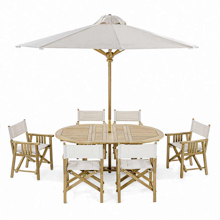 White and Brown Solid Wood Folding Patio Dining Chair