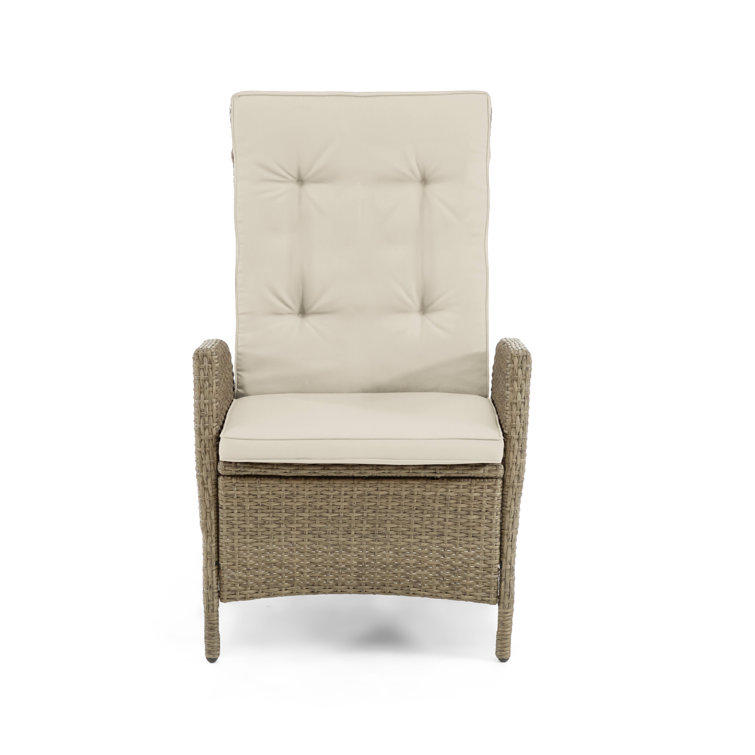 84" Teak and Rattan Outdoor Dining Set with Beige Cushions