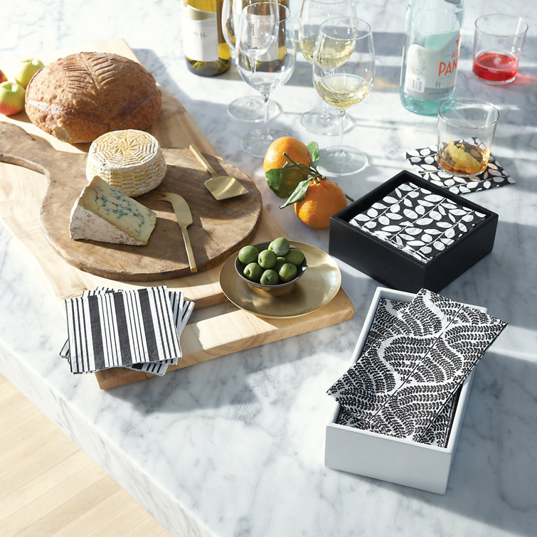 Black Lacquer Wooden Napkin Holder Tray
