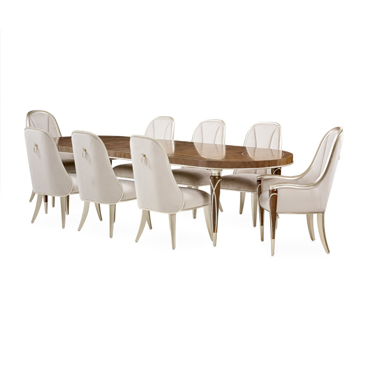 Hazelnut Brown Wood and Mahogany Extendable Oval Dining Table