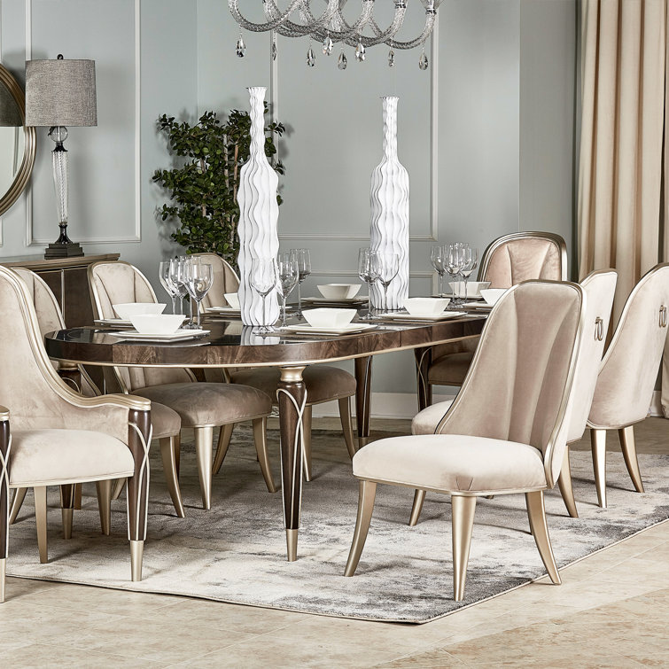 Hazelnut Brown Wood and Mahogany Extendable Oval Dining Table