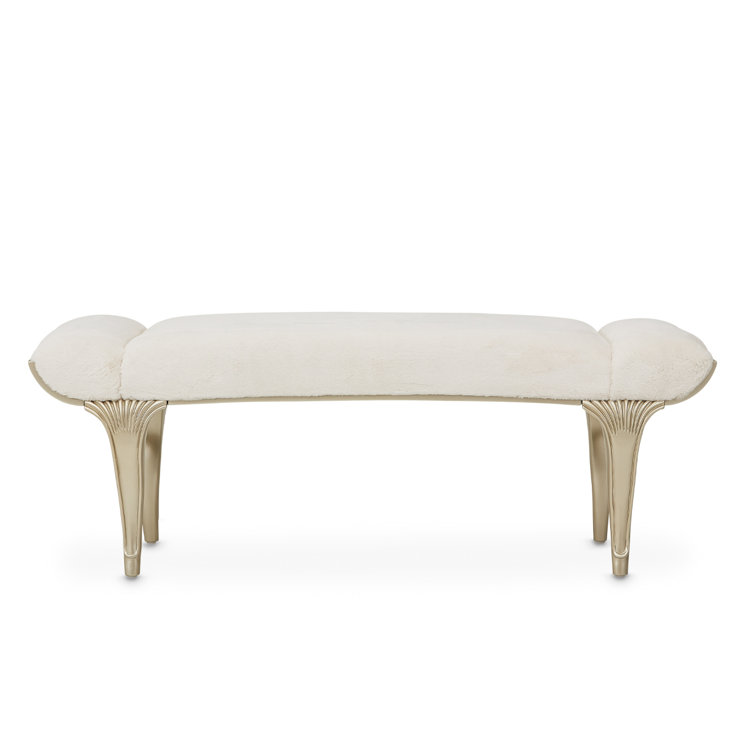 Cherie Hazelnut Faux Fur & Birch Wood Glamorous Bed Bench