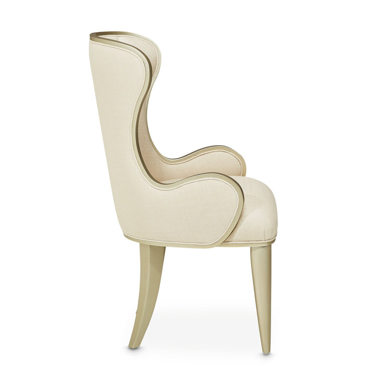 Villa Cherie Pearl Polyester and Birch Desk Chair with Champagne Trim