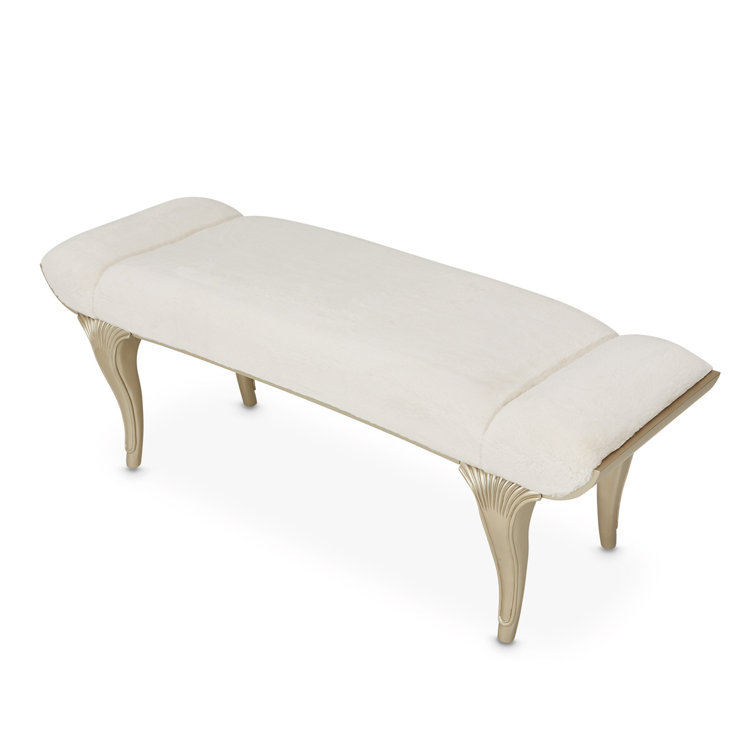 Cherie Hazelnut Faux Fur & Birch Wood Glamorous Bed Bench