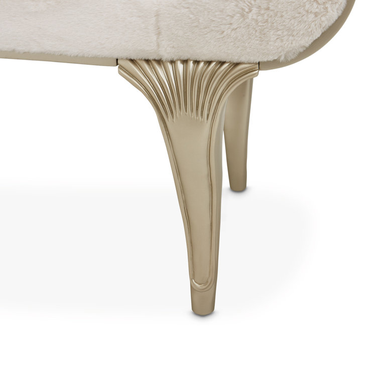 Cherie Hazelnut Faux Fur & Birch Wood Glamorous Bed Bench
