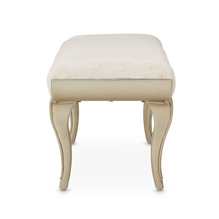 Cherie Hazelnut Faux Fur & Birch Wood Glamorous Bed Bench