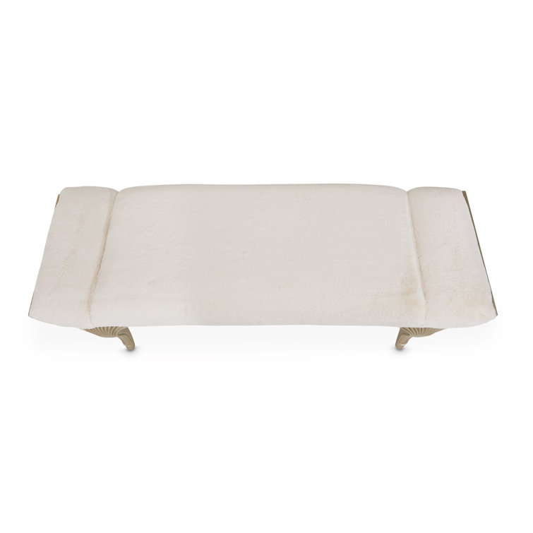 Cherie Hazelnut Faux Fur & Birch Wood Glamorous Bed Bench