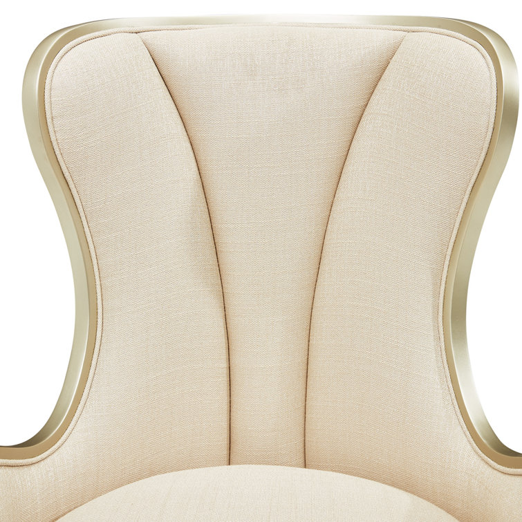 Villa Cherie Pearl Polyester and Birch Desk Chair with Champagne Trim