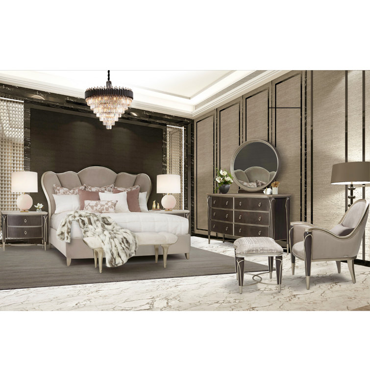 Cherie Hazelnut Faux Fur & Birch Wood Glamorous Bed Bench