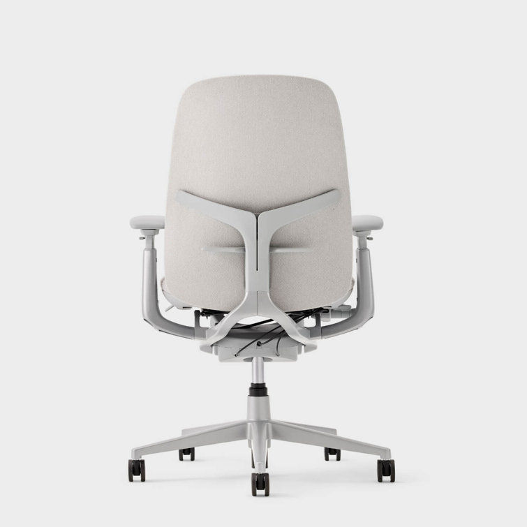 Fog Gray Upholstered Swivel Task Chair with Adjustable Arms