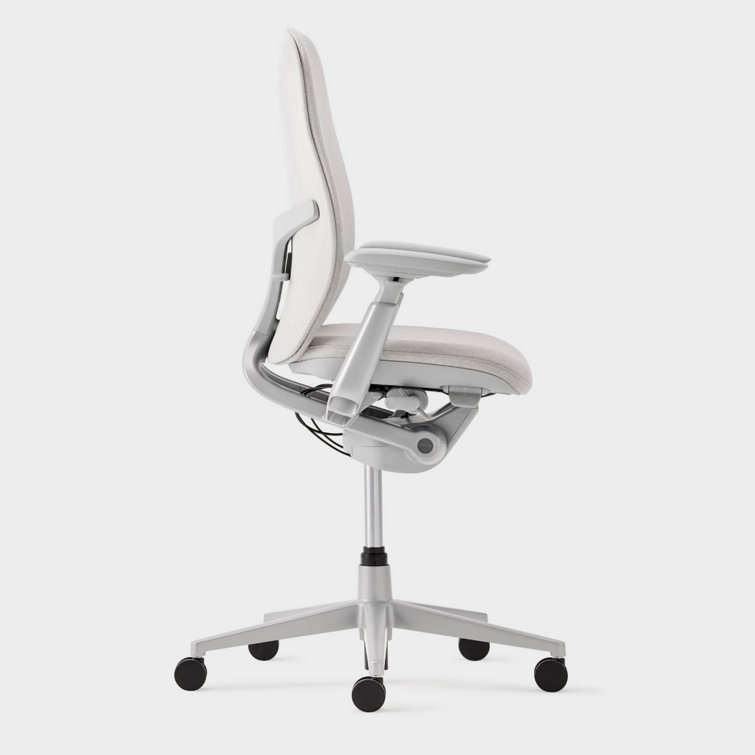Fog Gray Upholstered Swivel Task Chair with Adjustable Arms