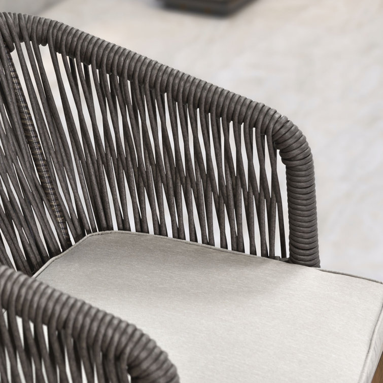 Gray Wicker Rattan Patio Dining Chairs with Cushions