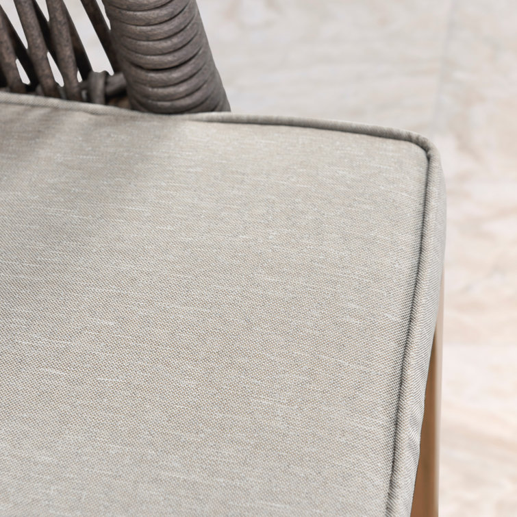 Gray Wicker Rattan Patio Dining Chairs with Cushions