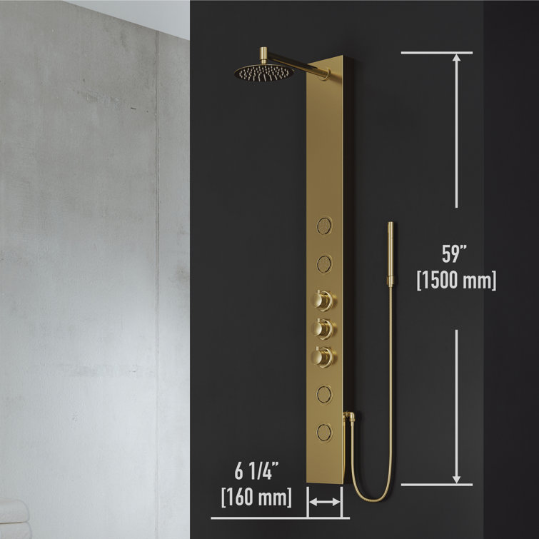 Ellington Matte Brushed Gold 4-Jet Shower Panel with Hand Shower