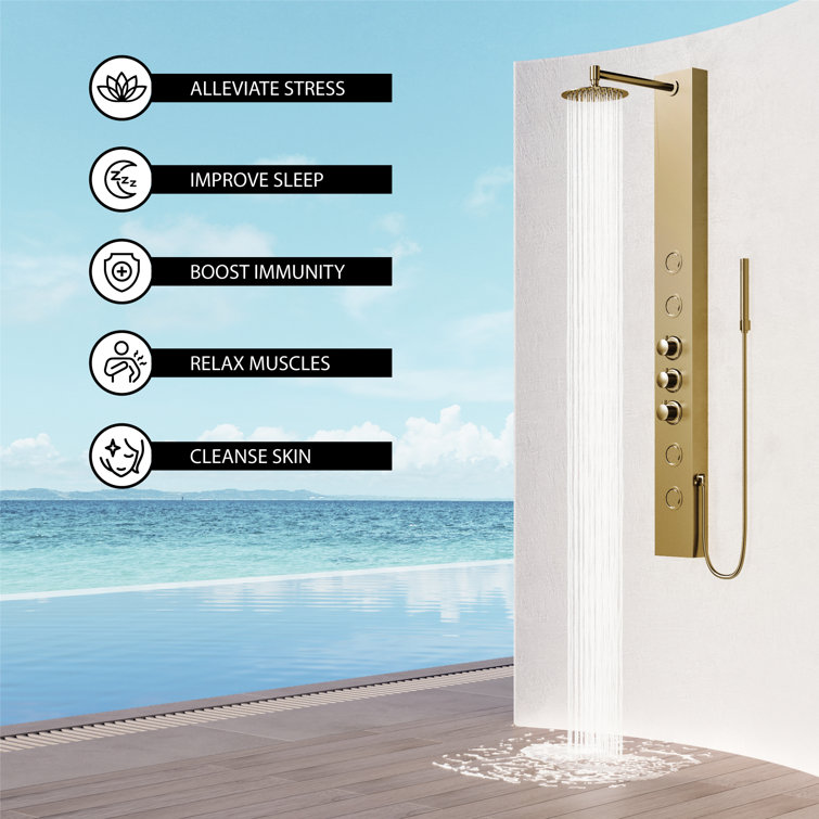 Ellington Matte Brushed Gold 4-Jet Shower Panel with Hand Shower