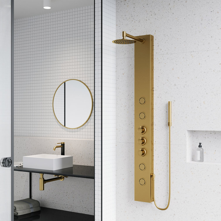 Ellington Matte Brushed Gold 4-Jet Shower Panel with Hand Shower