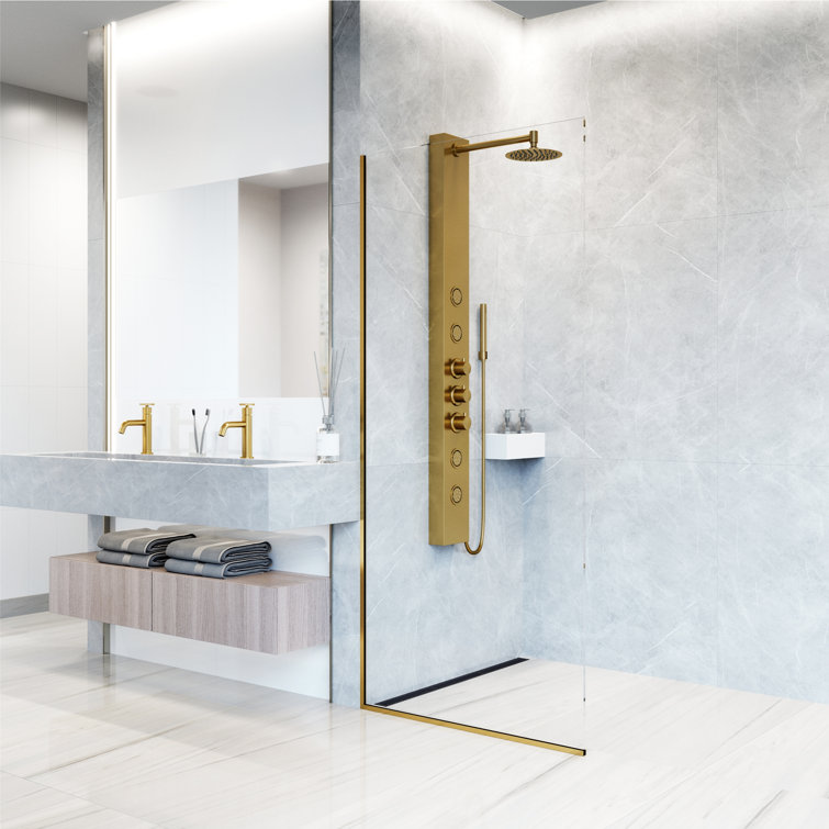 Ellington Matte Brushed Gold 4-Jet Shower Panel with Hand Shower