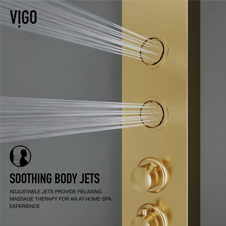 Ellington Matte Brushed Gold 4-Jet Shower Panel with Hand Shower