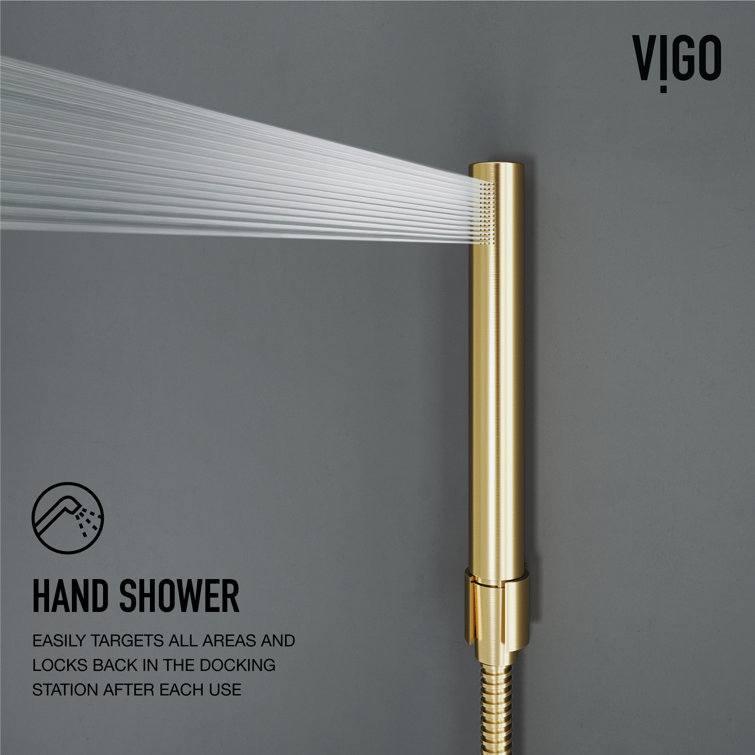 Ellington Matte Brushed Gold 4-Jet Shower Panel with Hand Shower