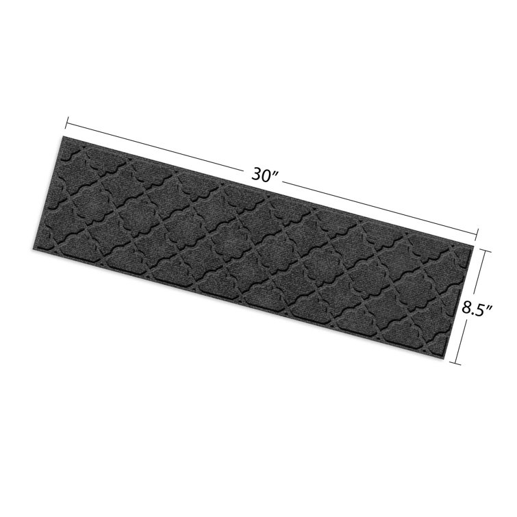 Charcoal Geometric Rubber Backed Indoor Outdoor Stair Treads