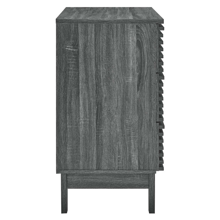 Charcoal Mid-Century 3-Drawer Bachelor's Chest with Tapered Legs