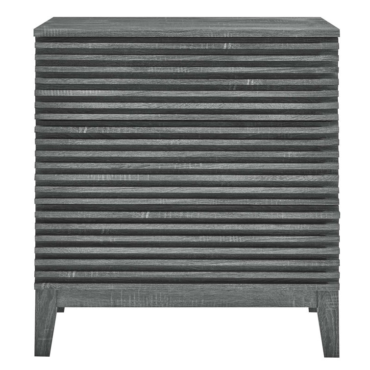 Charcoal Mid-Century 3-Drawer Bachelor's Chest with Tapered Legs