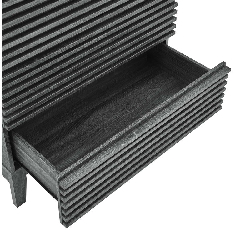 Charcoal Mid-Century 3-Drawer Bachelor's Chest with Tapered Legs