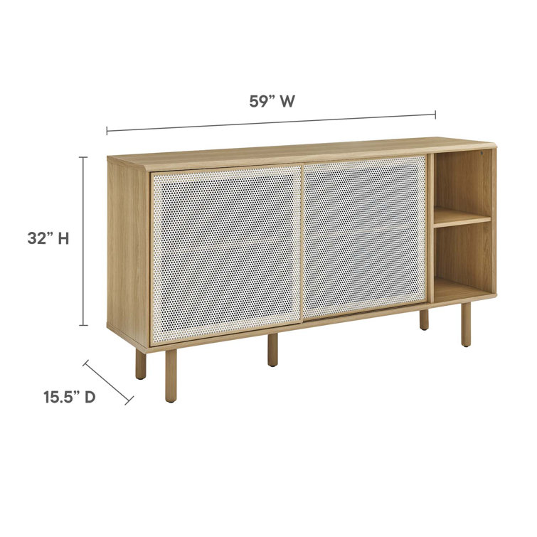 Kurtis Oak 59" Sideboard with Metal Mesh Doors