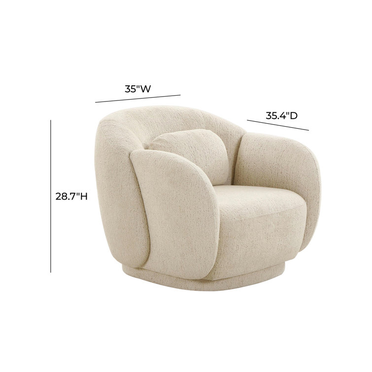 Cream Boucle Handcrafted Wood Accent Chair