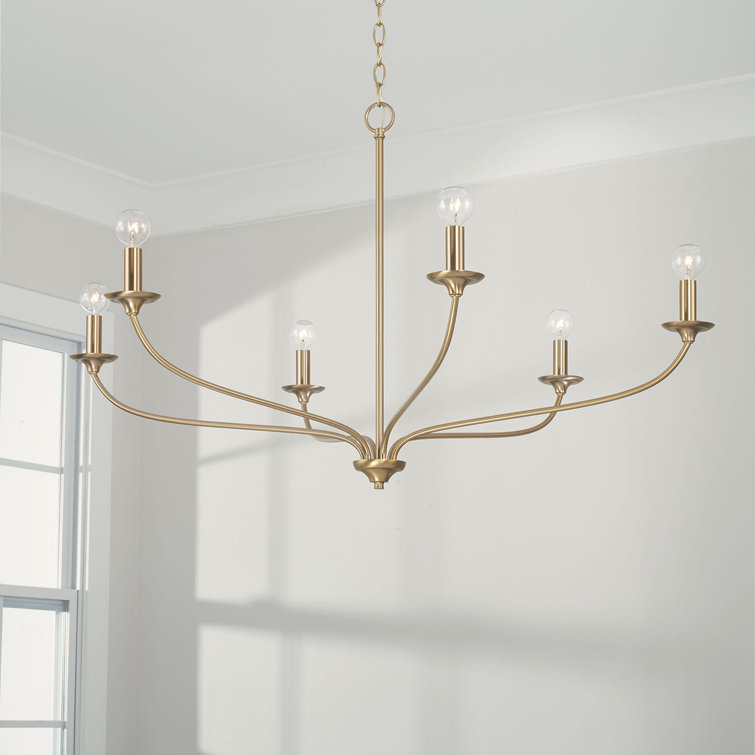 Matte Brass 6-Light Candle Style Chandelier