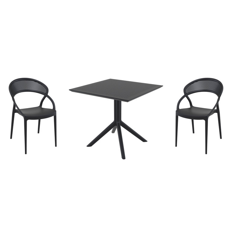 Skyline 31.5" Square Modern Gray Outdoor Bistro Table